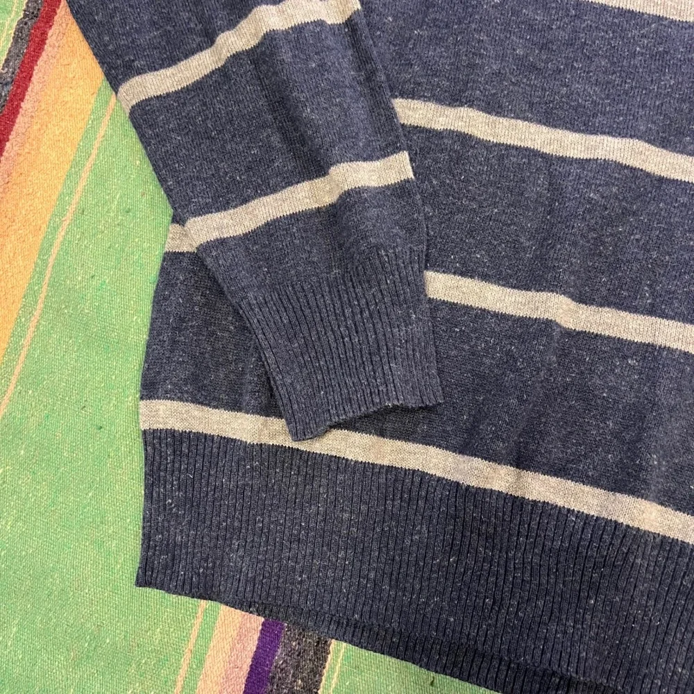 Urban Pipeline Sweater Mens Medium Blue Gray Striped Crewneck Cotton Blend Knit